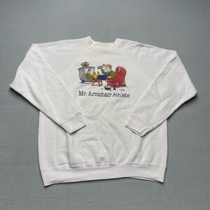 90s Tultex Sweatshirt "Mr. Armchair Athlete" Graphic Crewneck Men's Large USA